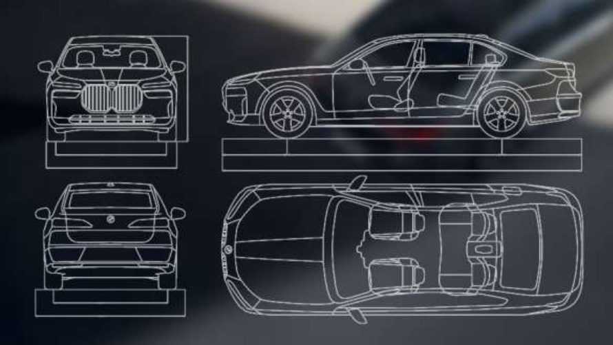 Der BMW i7 xDrive60 - technische Zeichnung