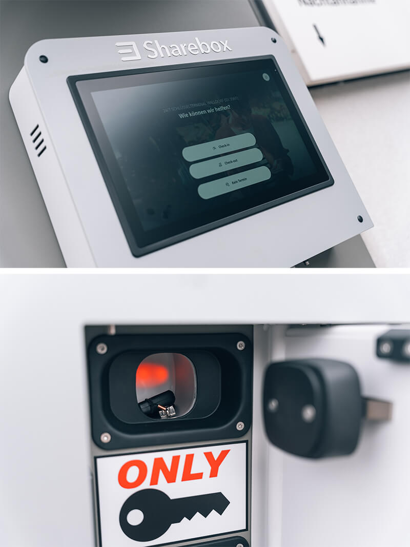 Sharebox-Terminal für digitalen Fahrzeug-Check-in und Schlüsselübergabe.